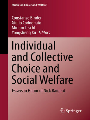 cover image of Individual and Collective Choice and Social Welfare
